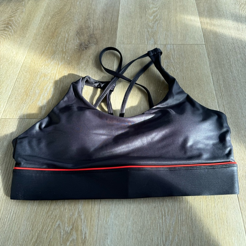 Zyia Active Black Sports Bra with Red Trim